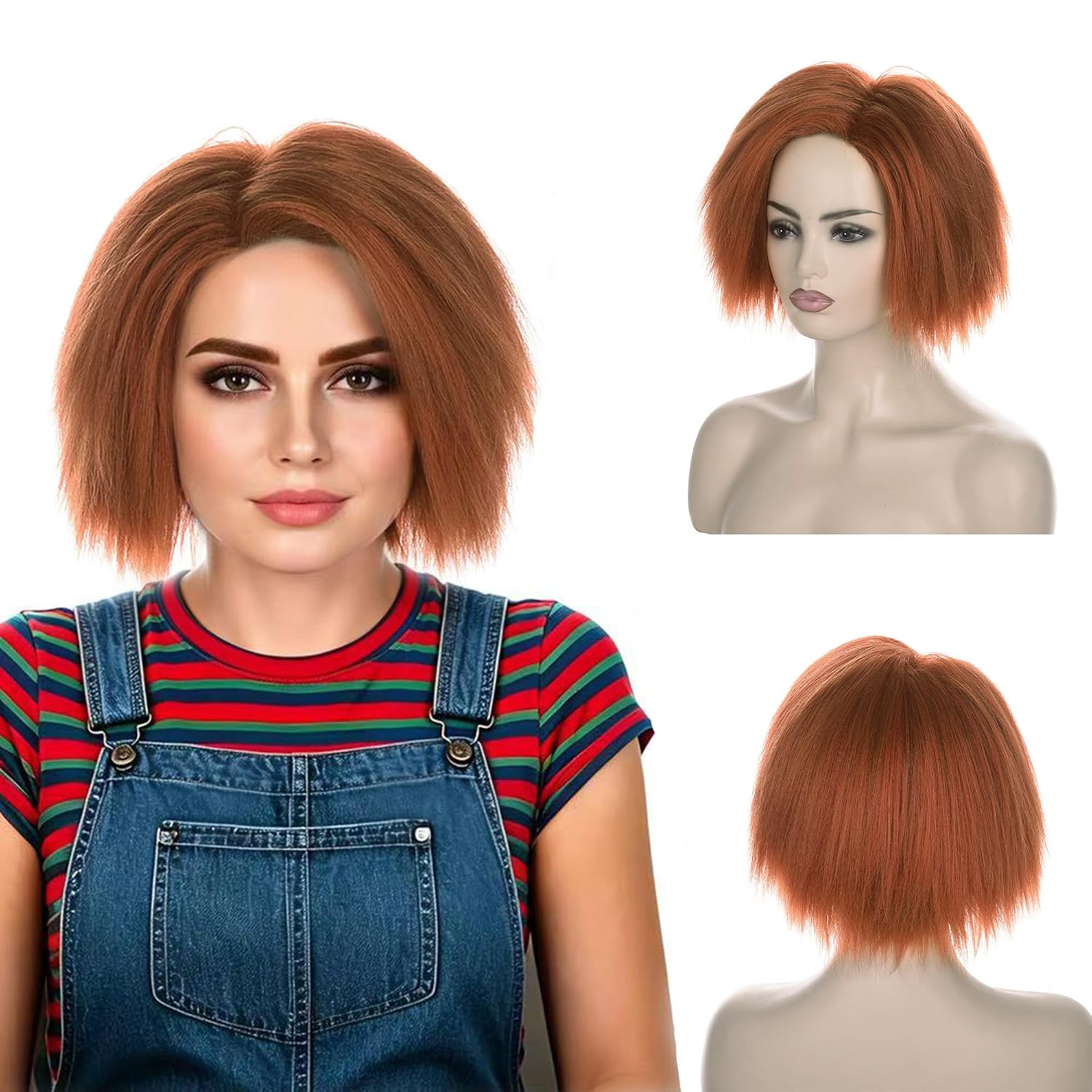Anime Cosplay Orange Hair - Short Orange Brown Yaki Wig Anime