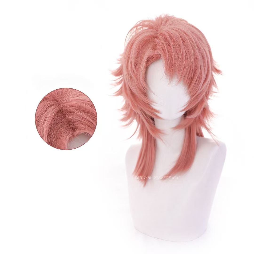 Sabito Cosplay Wig Pink Orange - Anime Cosplay Orange Hair 评论和价格