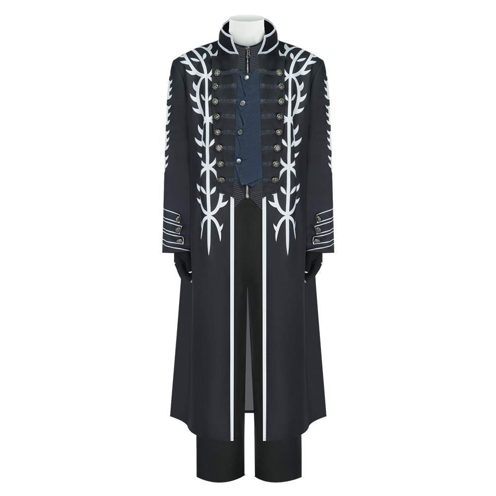 Retro Black Long Trench Coat F - Anime Cosplay Outfits Male 评论和价格